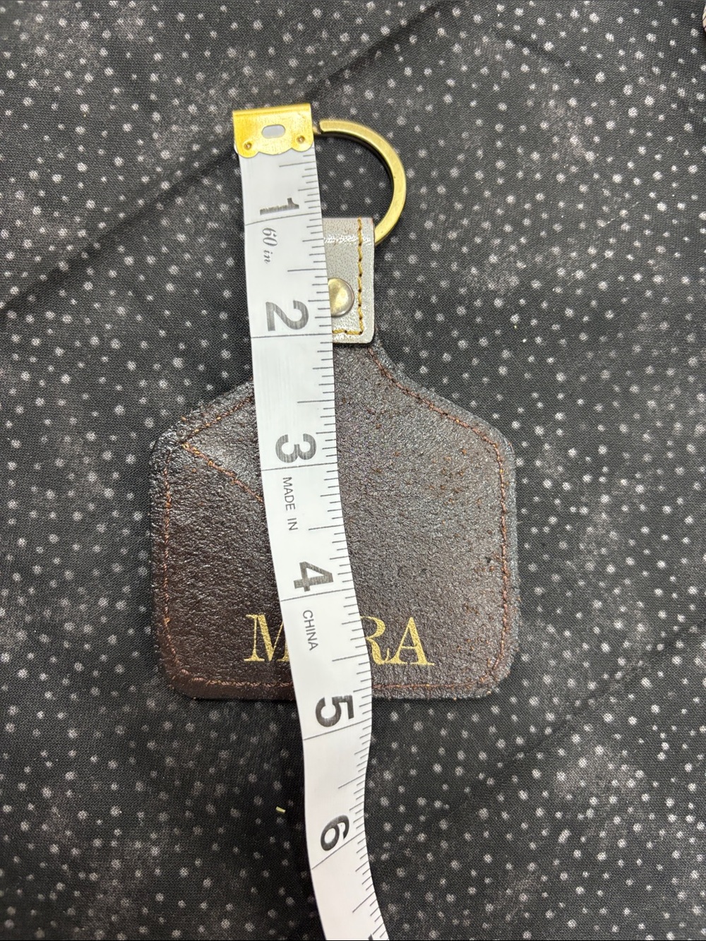 Myra Bag Brown, White and Tan Keychain Tag - Picture 3 of 3